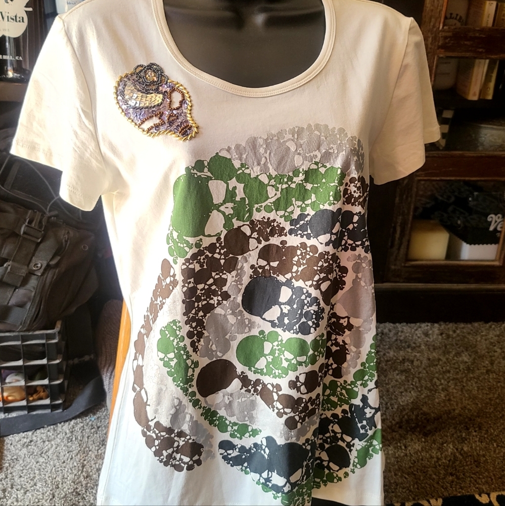Cavalli Skull luxury t-shirt sz L - Picture 1 of 6